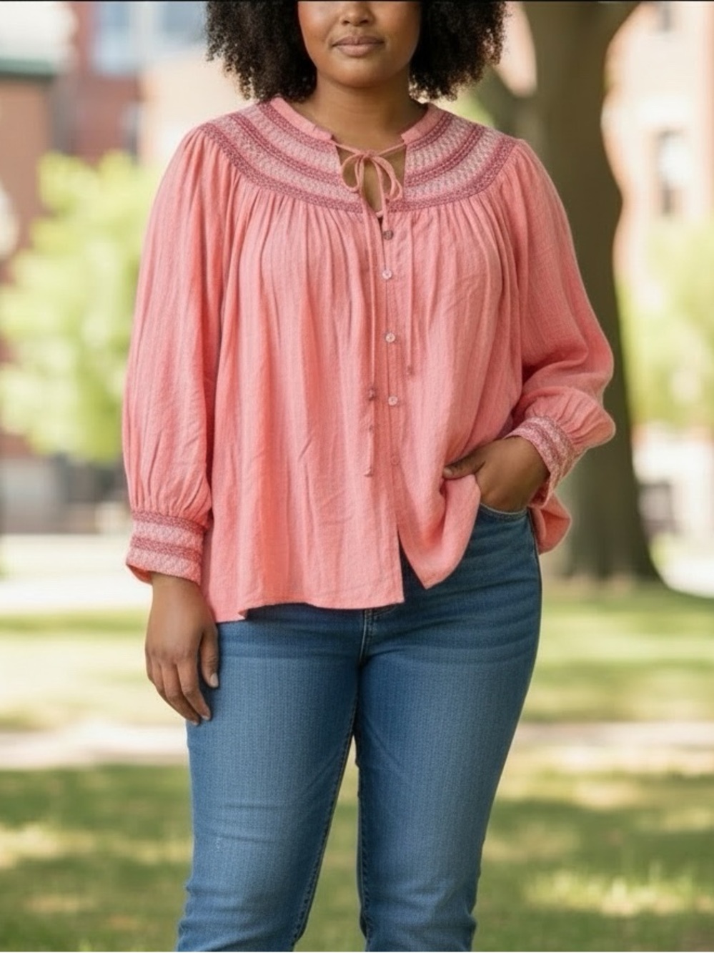 Nurture by Westbound Woman Orange Smocked Tunic, 3X
